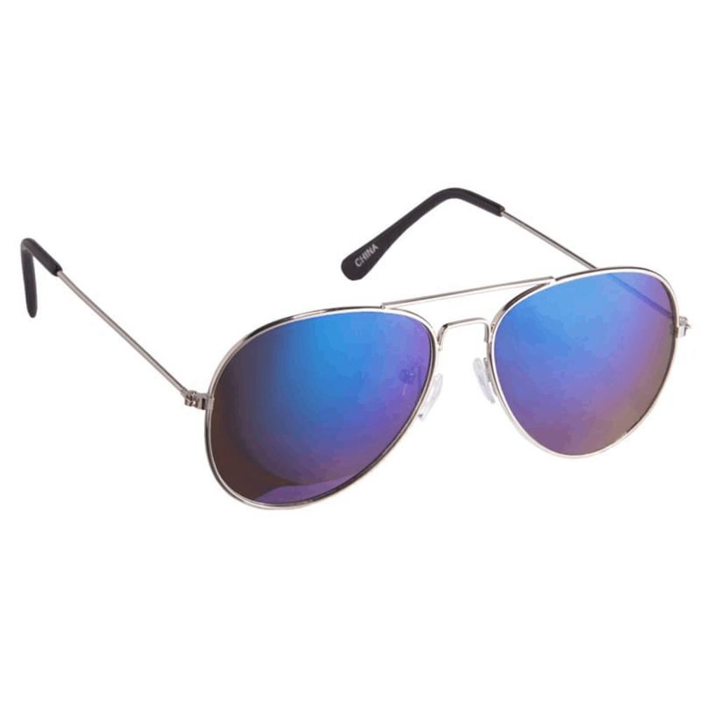 Classicβaviator sunglasses in silver with blue gradientβlens